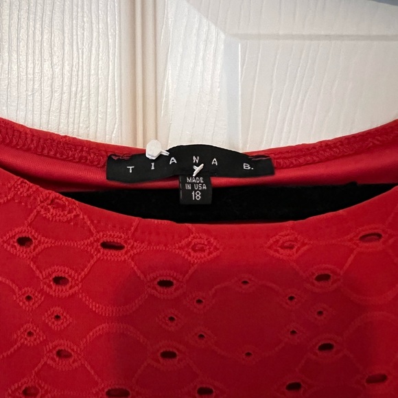 Size 18 Midi Red Eyelet Dress - Picture 2 of 4